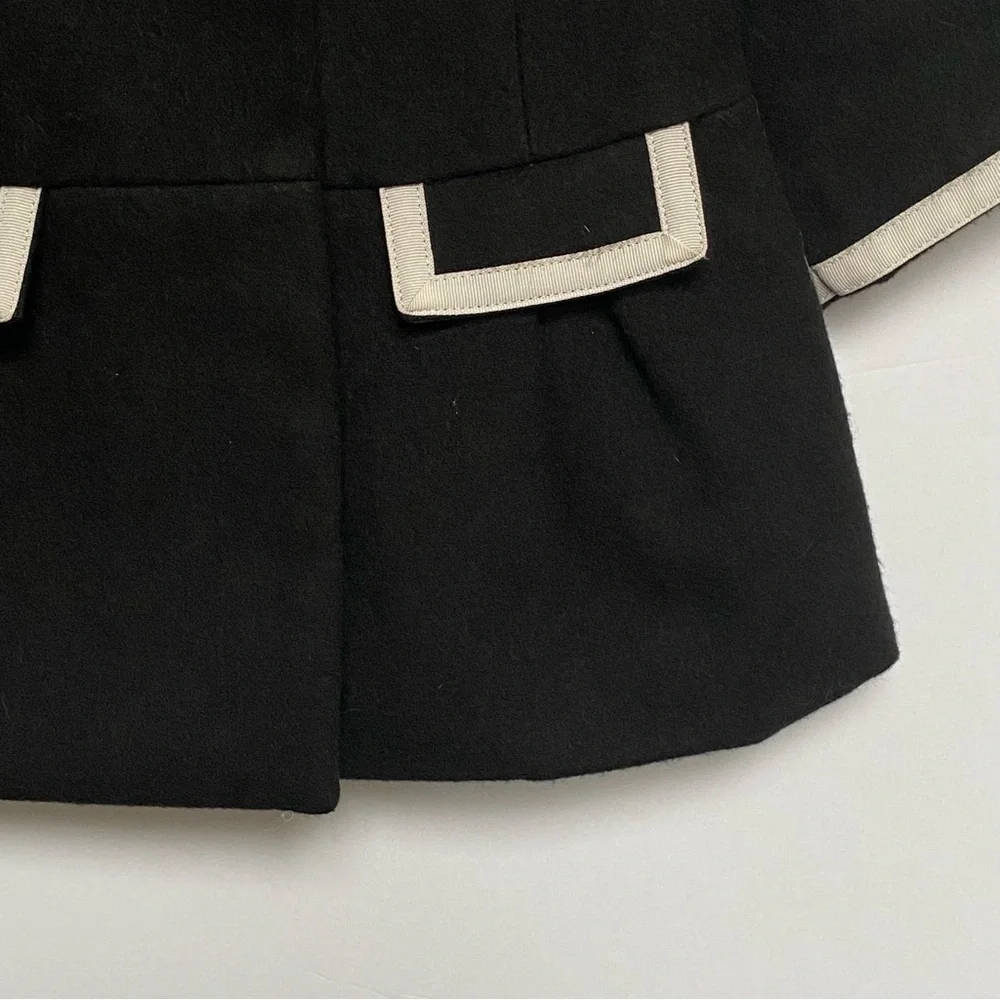 Janie and Jack Jacket Size 3 6 Months Black Winter Formal Dressy White Bows EUC